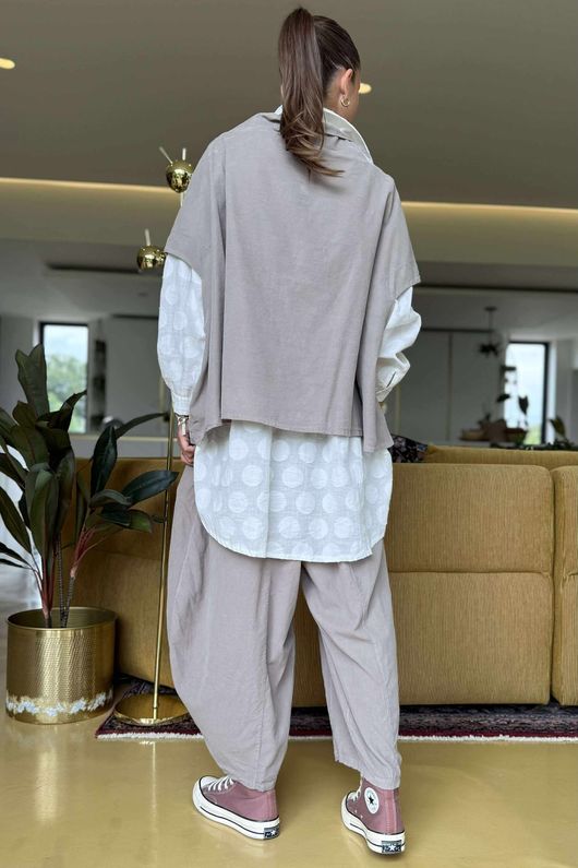 Made in Italy Cooper Needlecord Cap Sleeve Jacket Mocha